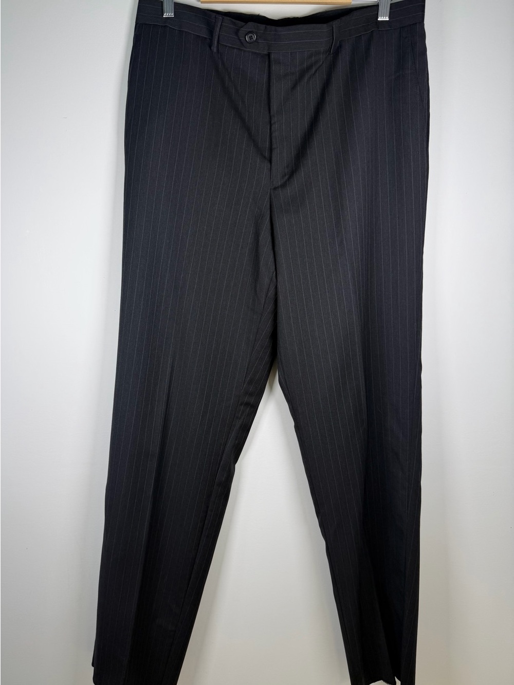 Giorgio Cavalli 100% Wool Men's Charcoal Pinstripe Dress Pants Unhemmed